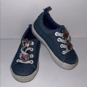 GAP Kids Blue Denim Sneakers with Glitter Charms Girl’s Size 7